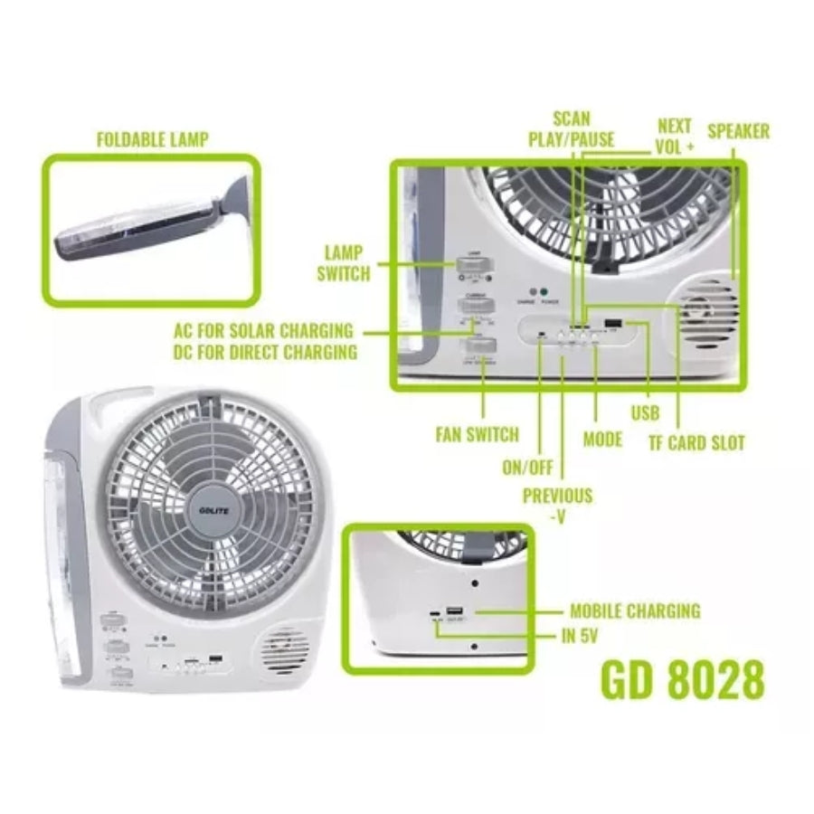 Ventilador Recargable GD-8029